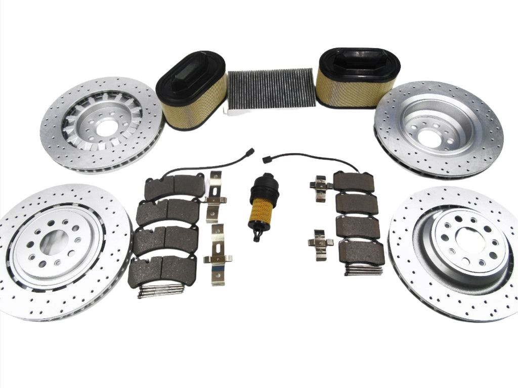 Maserati Ghibli Quattroporte brake pads rotors filters service kit #338