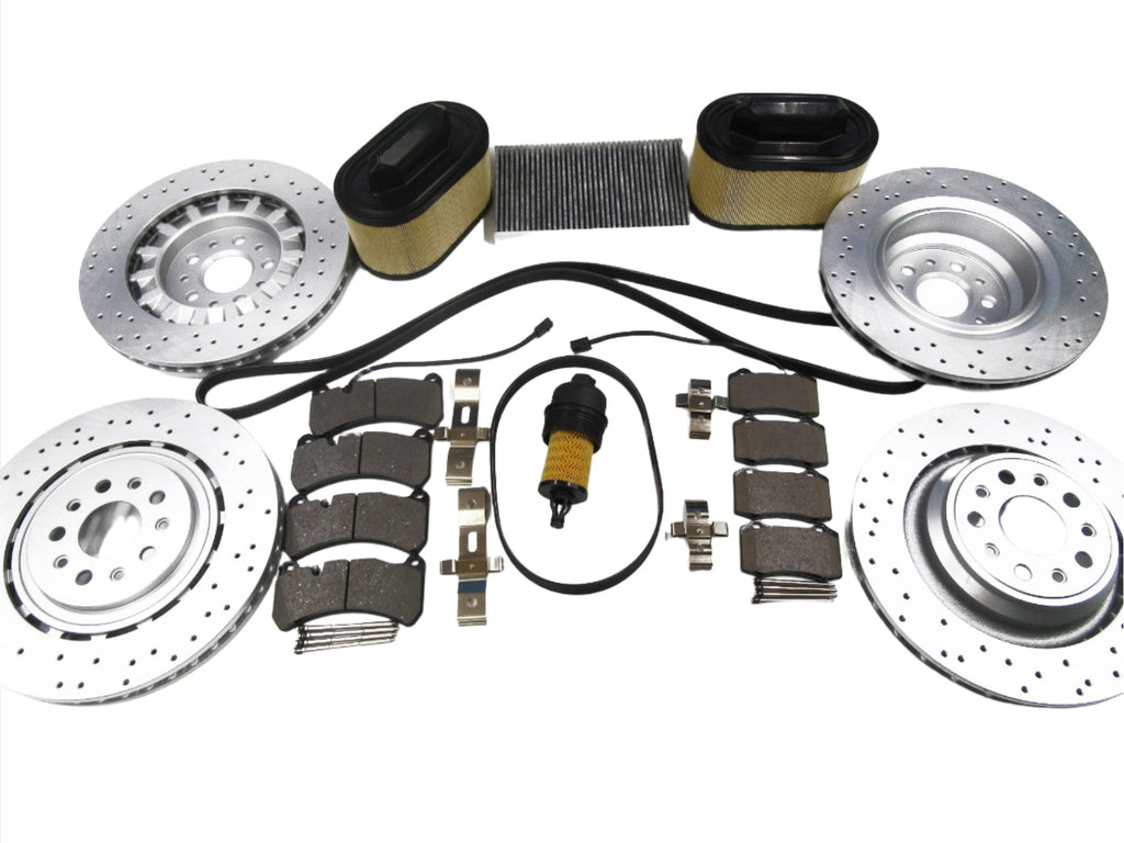 Maserati Ghibli Quattroporte brake pads rotors filters belts service kit #337