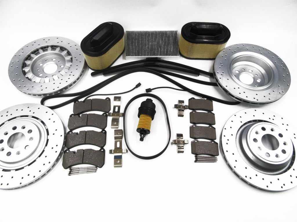 Maserati Ghibli Quattroporte brake pads rotors filters belts service kit #336