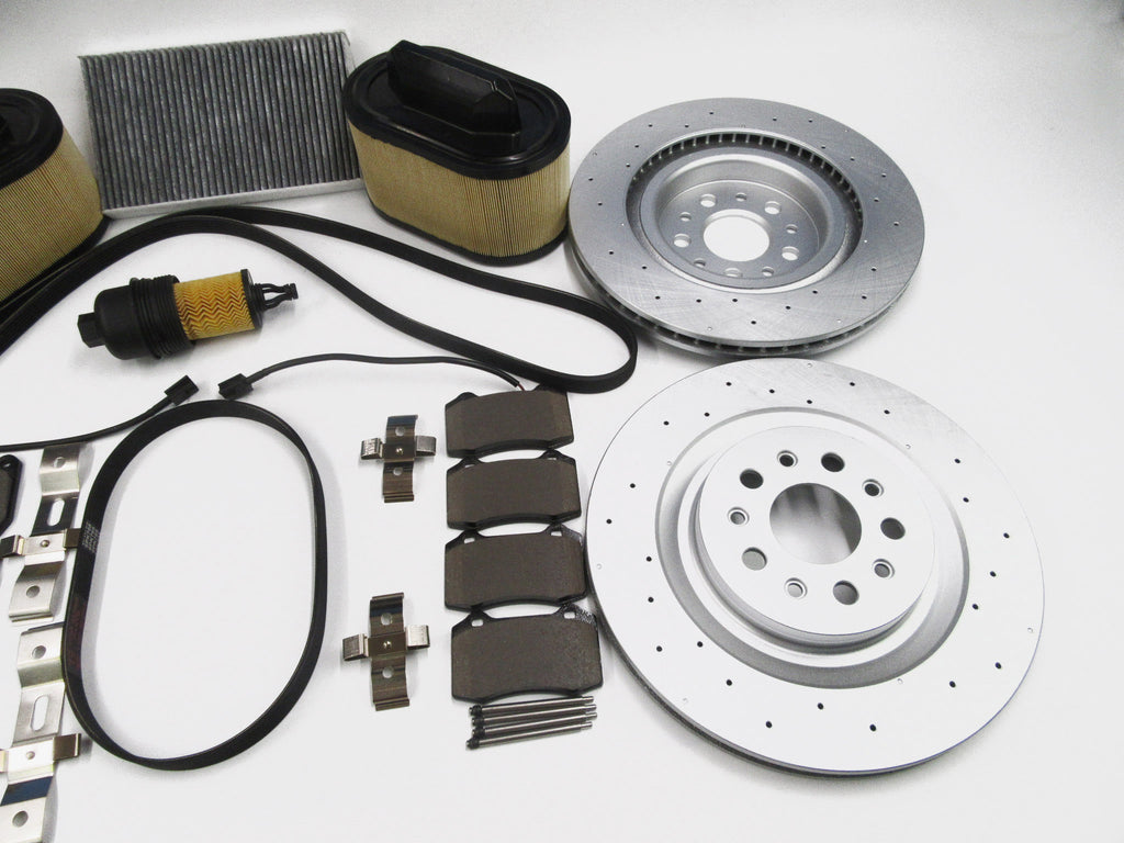 Maserati Ghibli Quattroporte brake pads rotors filters belts service kit #333