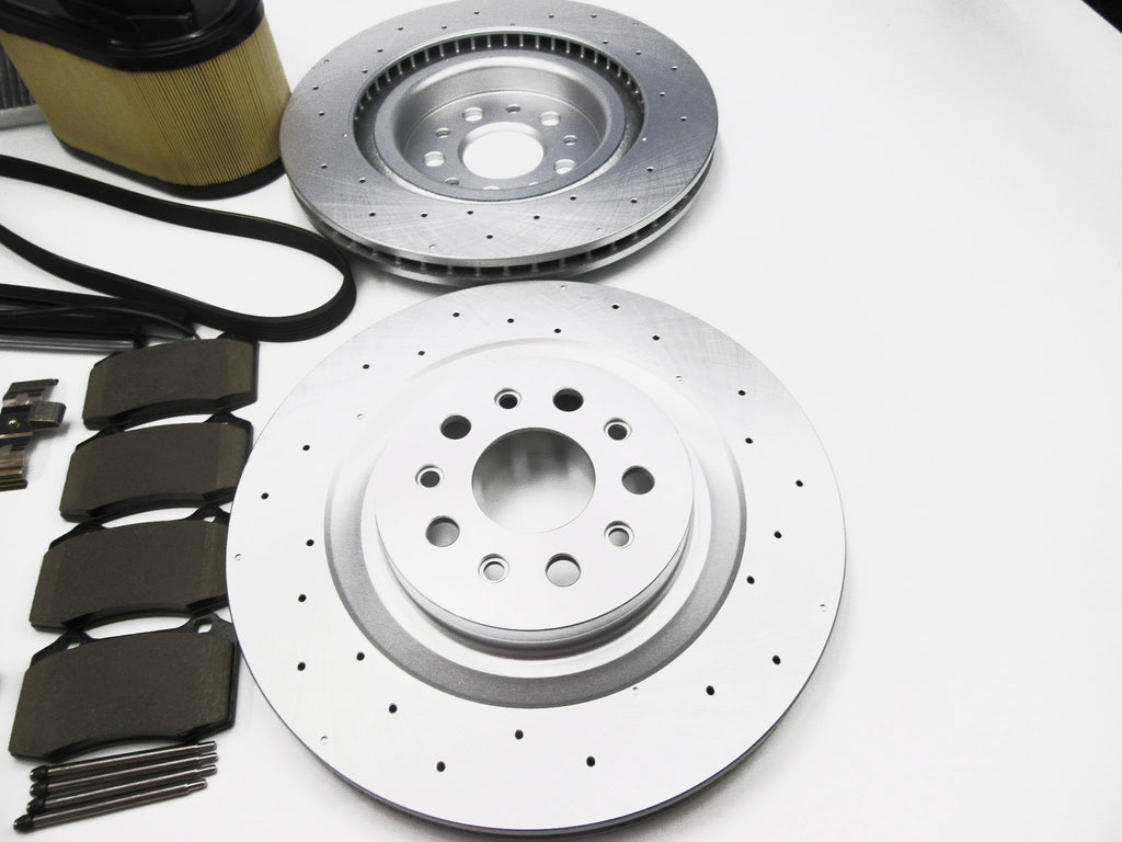 Maserati Ghibli Quattroporte brake pads rotors filters belts service kit #334