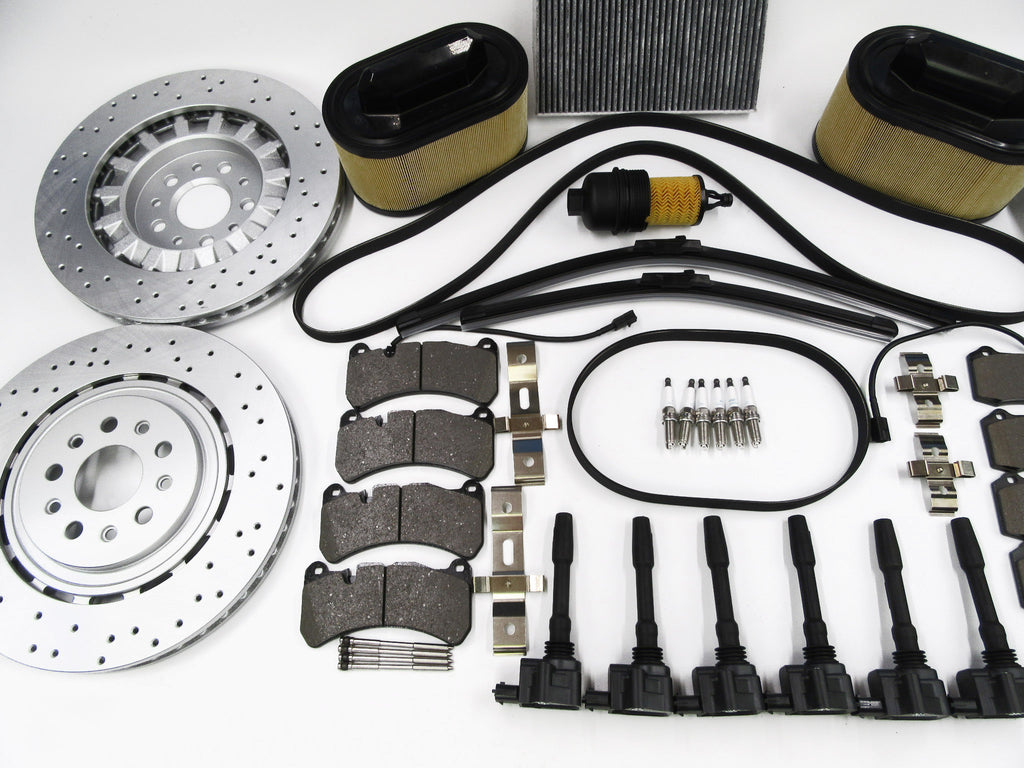 Maserati Ghibli Quattroporte brake pads rotors filters coils belt service kit #331