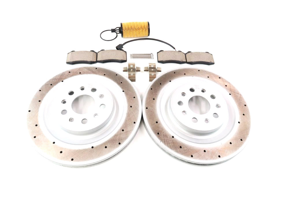 Maserati Ghibli Quattroporte rear brake pads rotors + FREE oil filter 17-24 #1326