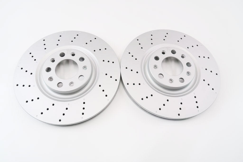 Alfa Romeo Stelvio front brake pads & drilled upgraded rotors TopEuro #1308