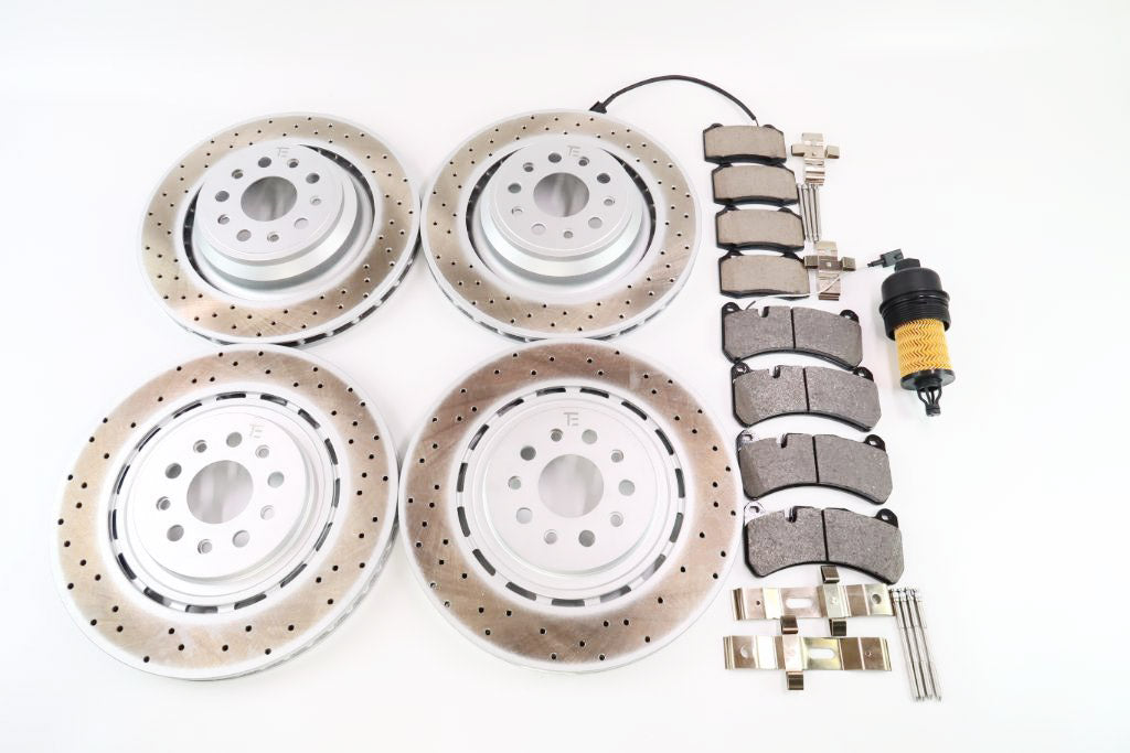 Maserati Ghibli Quattroporte front rear brake pads rotors + oil filter 17-22 #1315